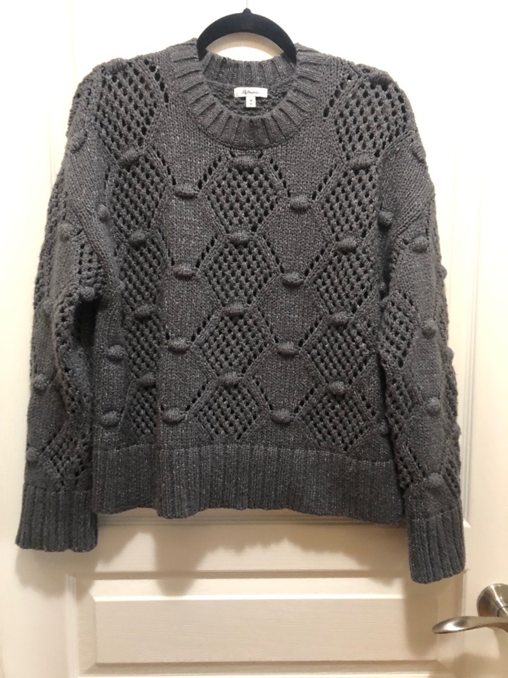 Women’s Medium grey chunky sweater with open weave - Picture 6 of 6